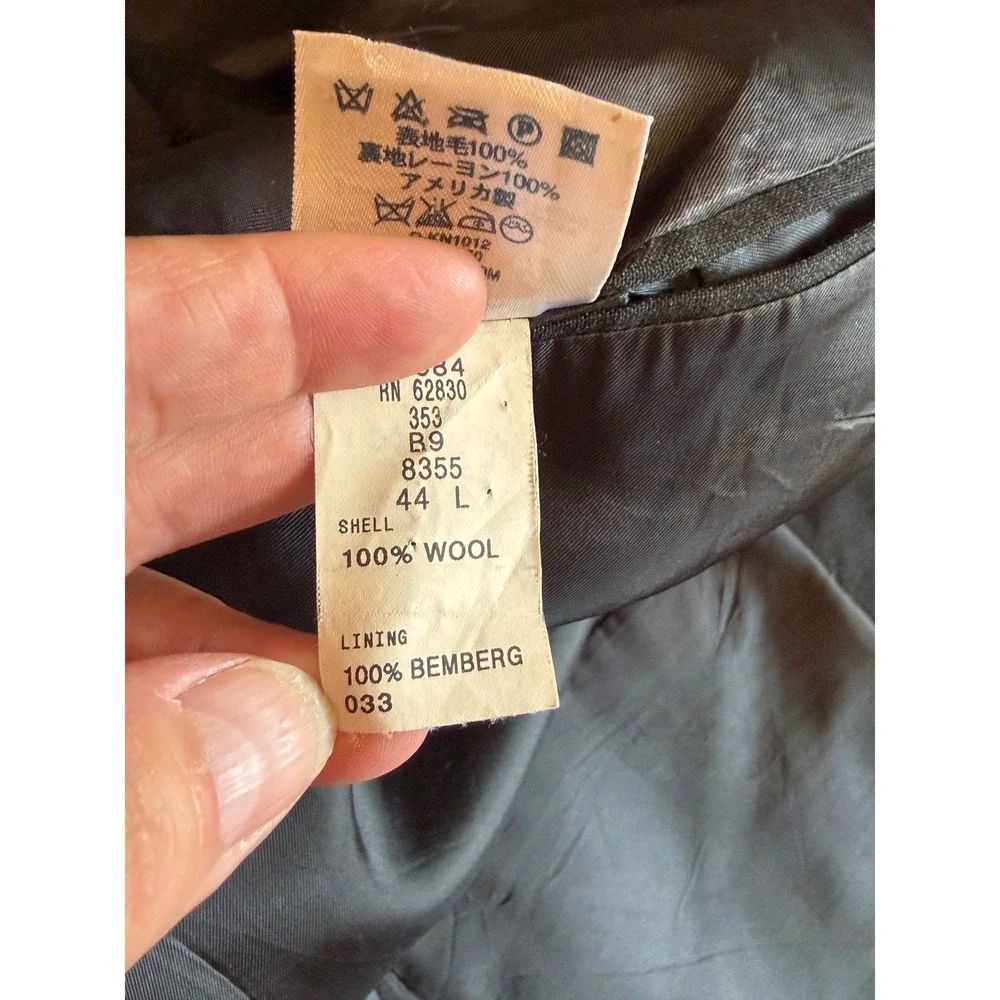 Lands End Mens 44 Long Charcoal Gray 100% Wool 3 Button Blazer Made in USA